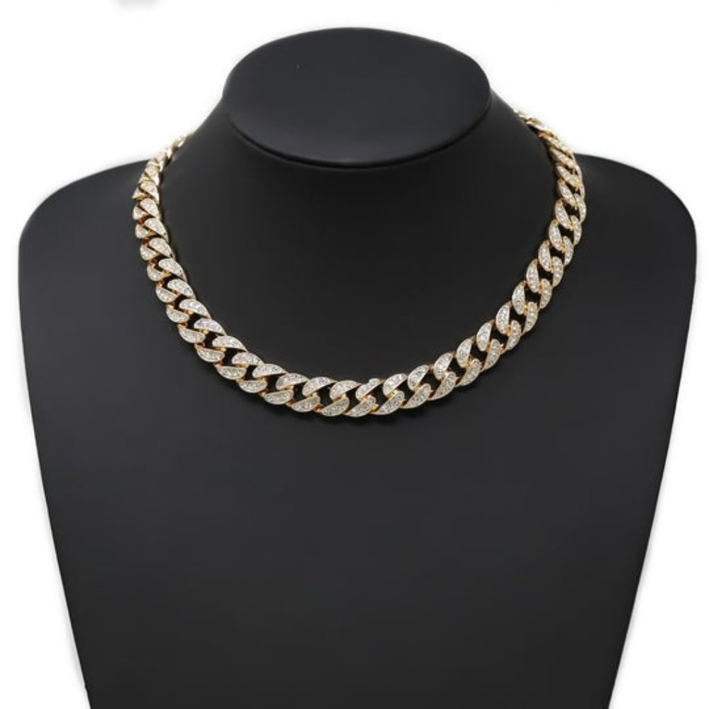 Rhinestone Linked Chain Short Necklace